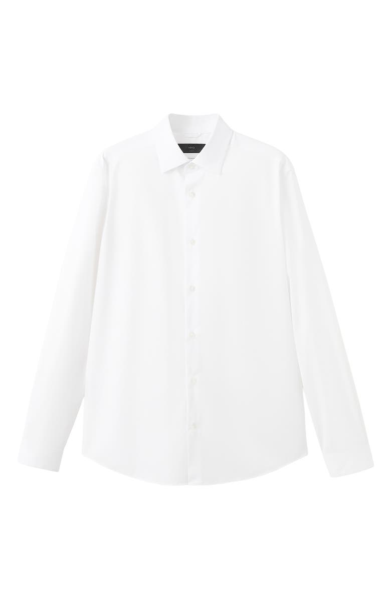 MANGO Regular Fit Stretch Cotton Blend Button-Up Shirt, Alternate, color, White