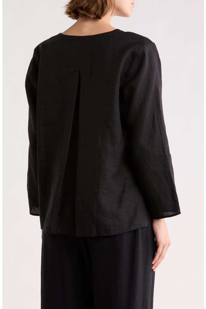 Princess Sleeve Linen Top, Alternate, color, BLACK
