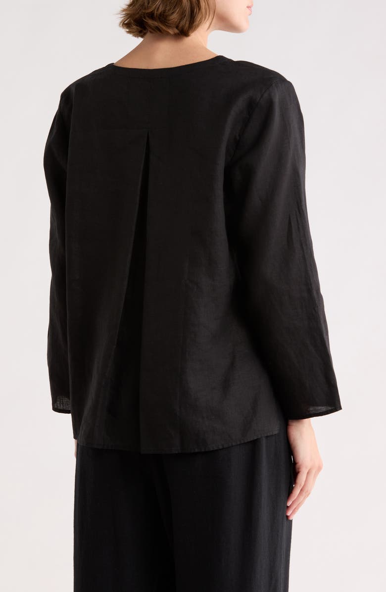 Eileen Fisher Princess Sleeve Linen Top, Alternate, color, Black
