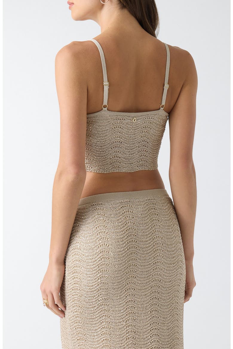 Pointelle Sequin Crop Shell Top, Alternate, color, RUST