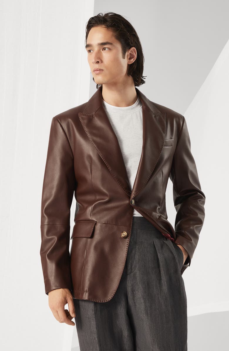 Brunello Cucinelli Nappa leather blazer, Alternate, color, 