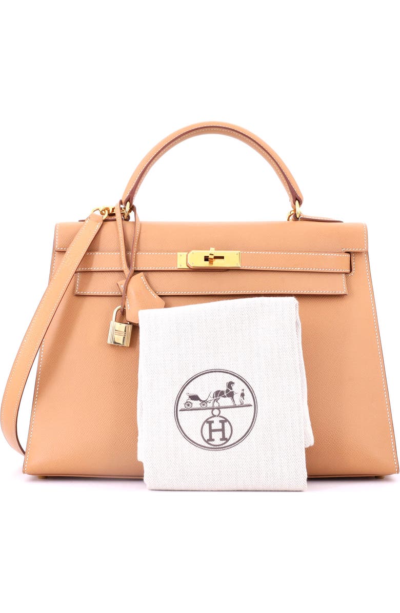 Pre-Owned Hermes Kelly Handbag Brown Courchevel with Gold Hardware 32, Alternate, color, Natural