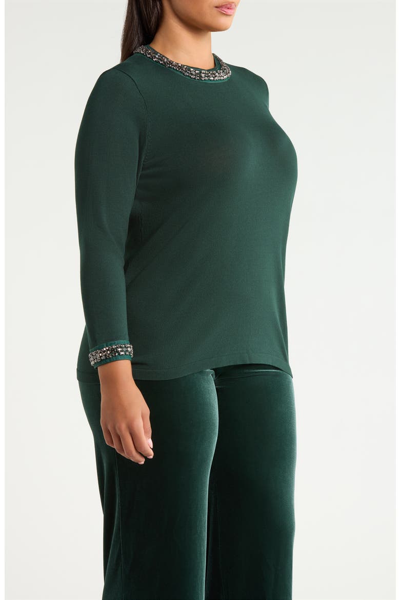 Rhinestone Embellished Sweater, Alternate, color, PINE FOREST