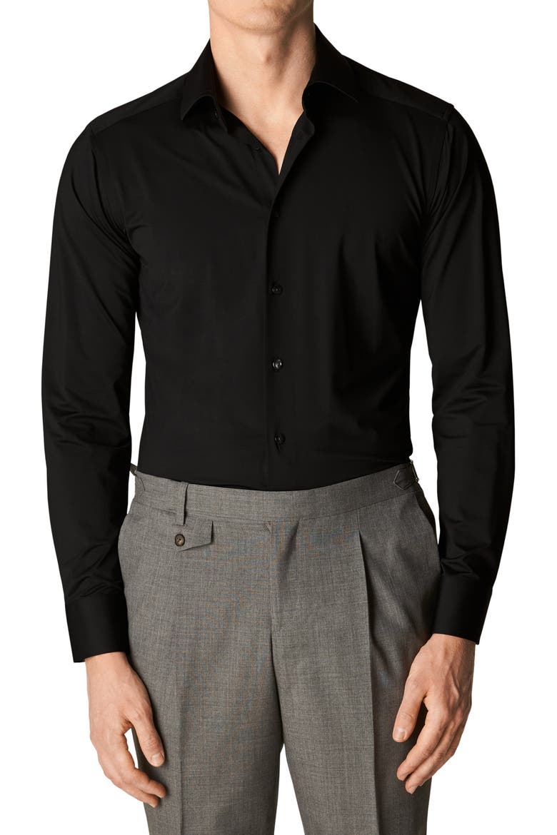 Contemporary Fit Solid Dress Shirt, Main, color, BLACK