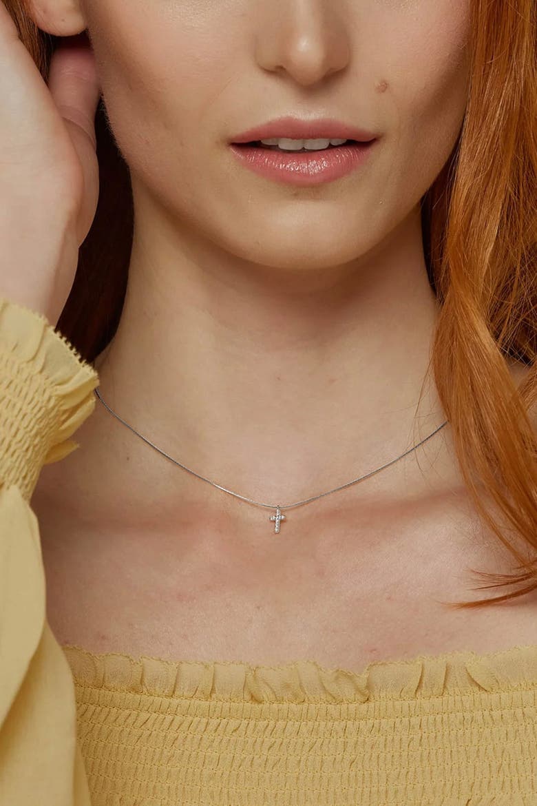 Sterling Silver 18k Gold Plated Weiss Cross Necklace Everyday Wear, Alternate, color, Silver