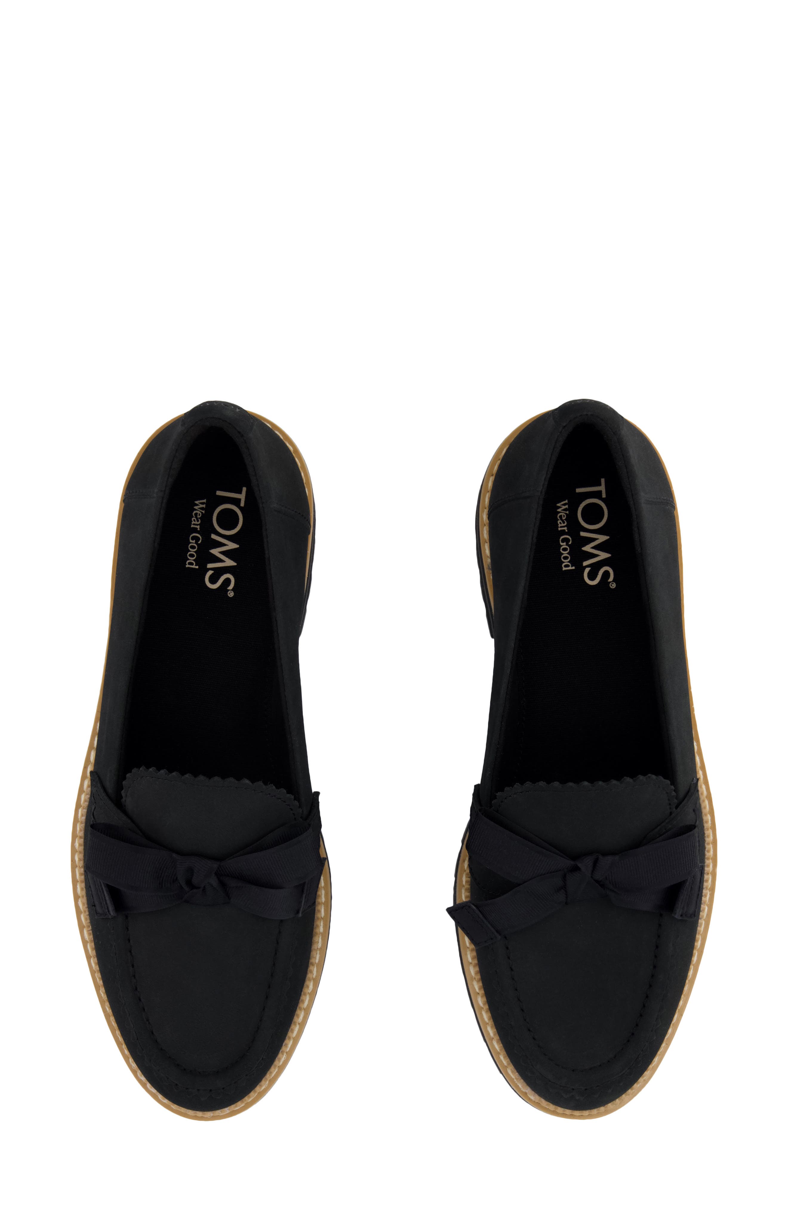 Cara Bow Platform Loafer, Alternate, color, BLACK