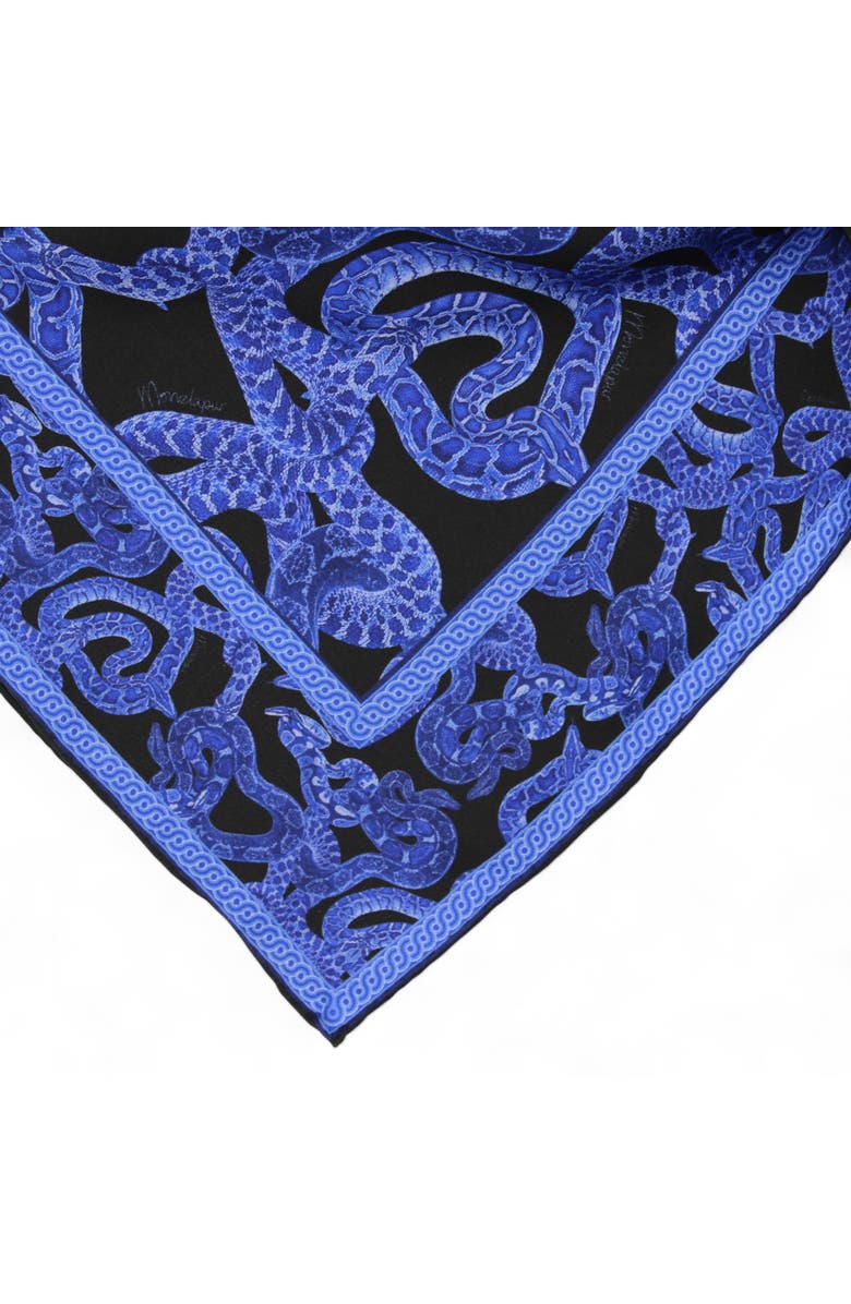 Monzlapur Silk Serpent Noir Scarf, Alternate, color, Electric Blue