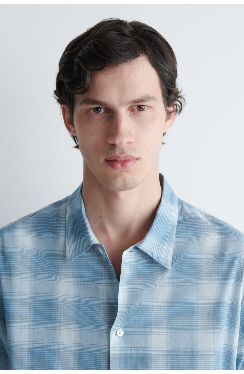 COS Checked Cotton Shirt, Alternate, color, Blue / Checked