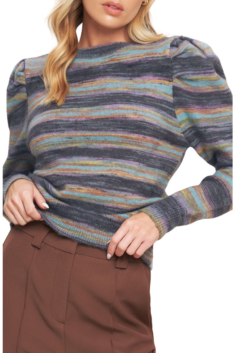 Puff Sleeve Sweater Knit Top, Main, color, CHARCOAL SAGE