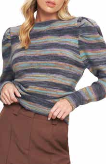 FLYING TOMATO Puff Sleeve Sweater Knit Top