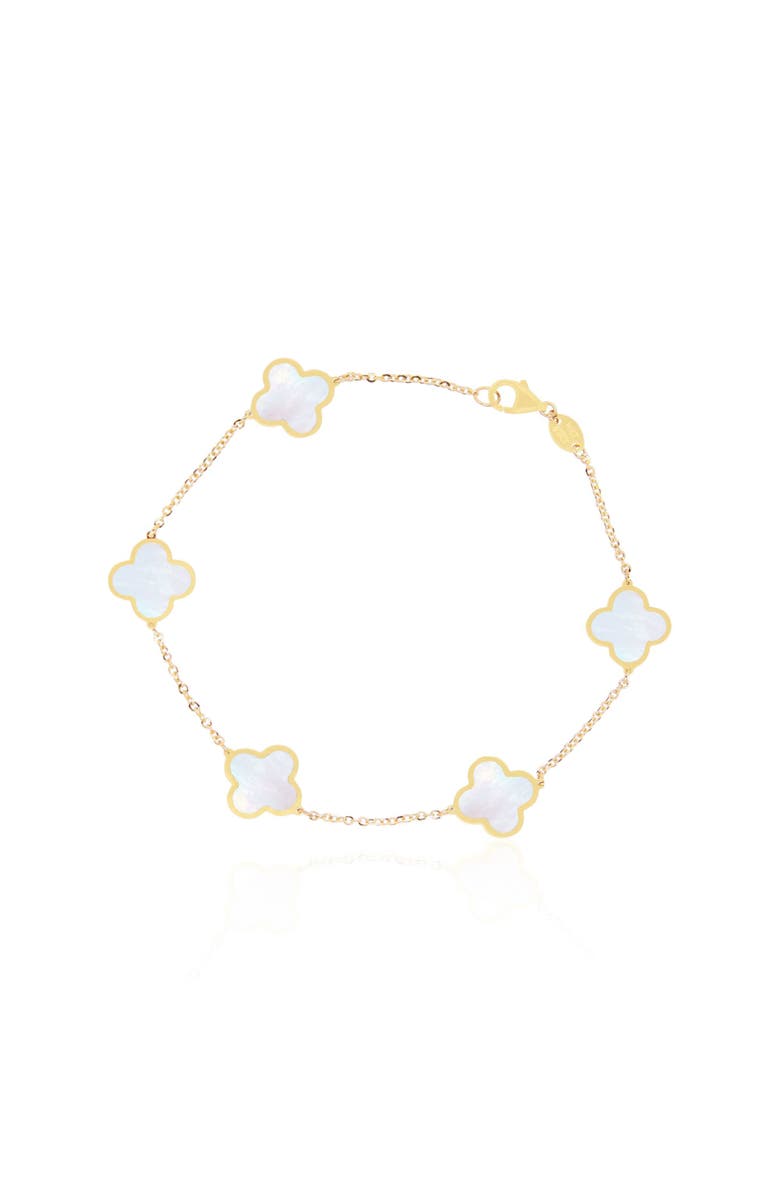 The Lovery Fine Jewelry Small Mother of Pearl Clover Bracelet, Main, color, Mother Of Pearl