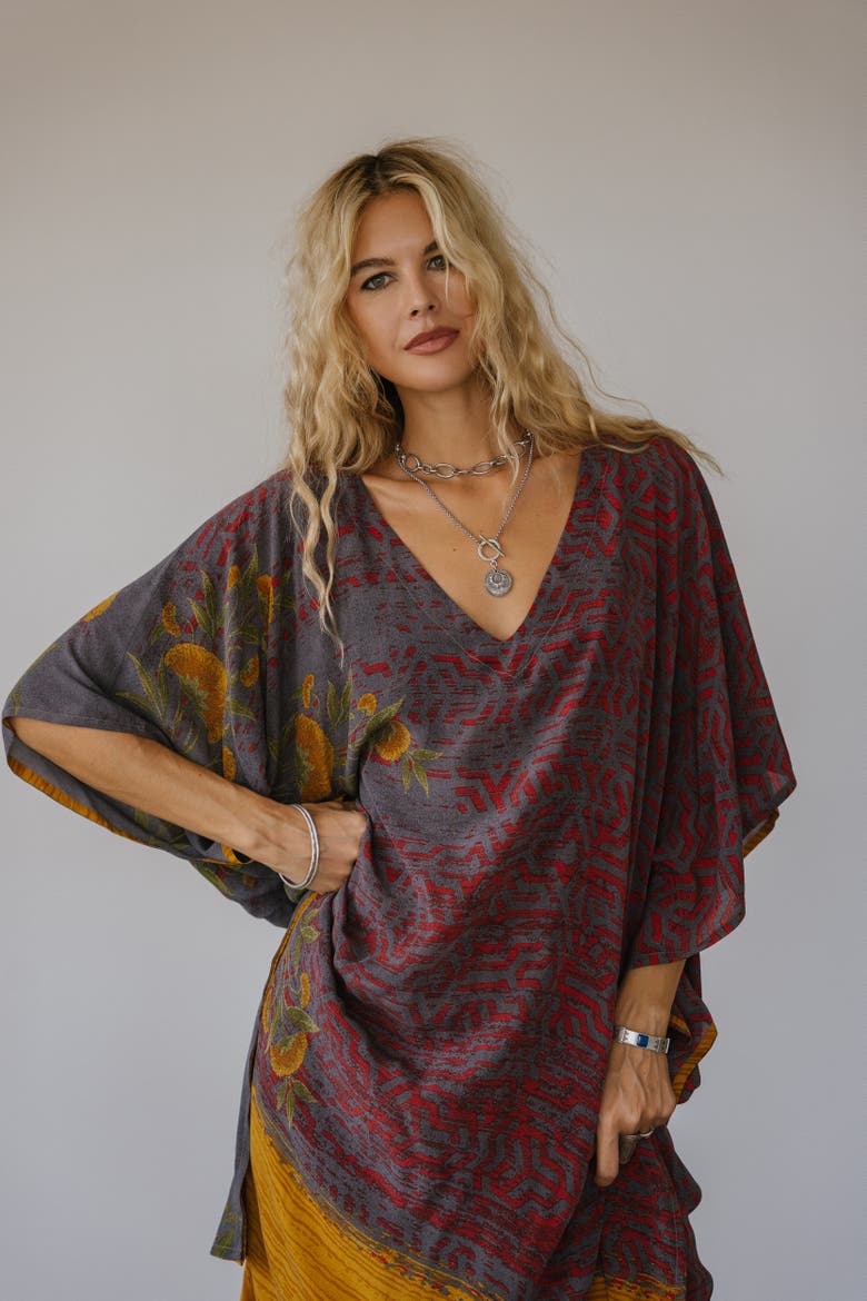 Long Caftan Astoria, Alternate, color, Grey & Yellow