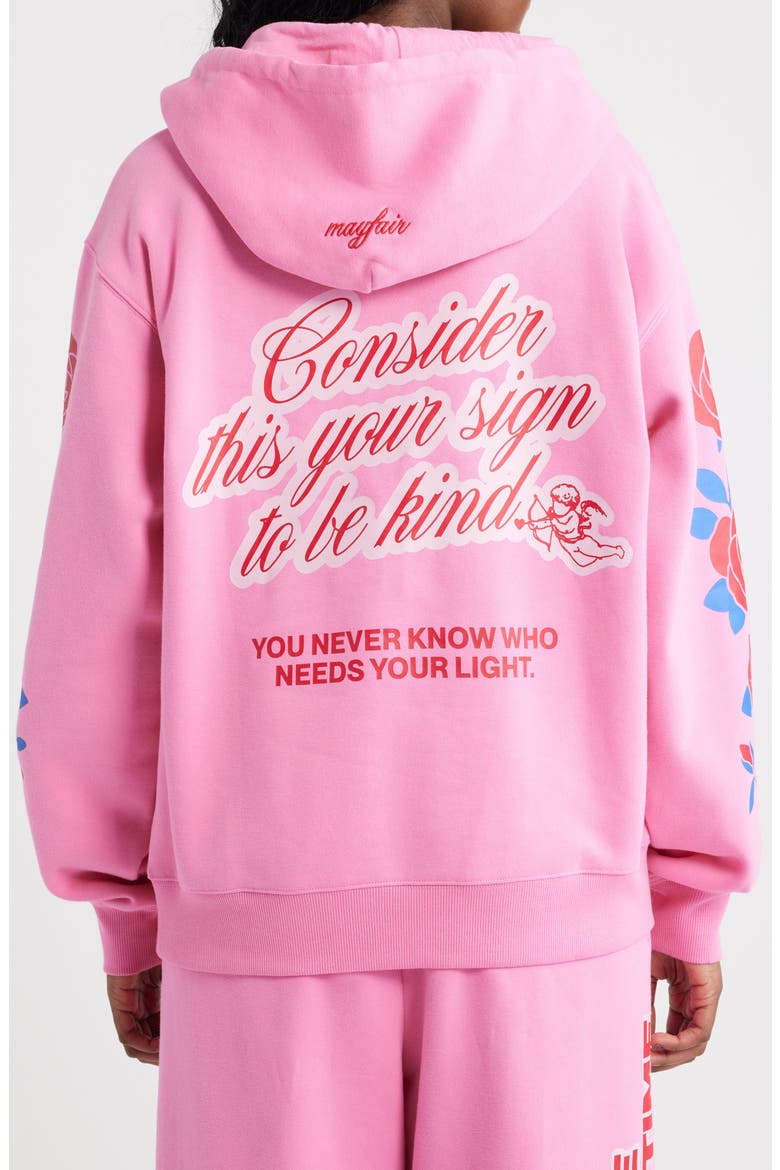 Be Kind Floral Sleeve Graphic Hoodie, Alternate, color, PINK