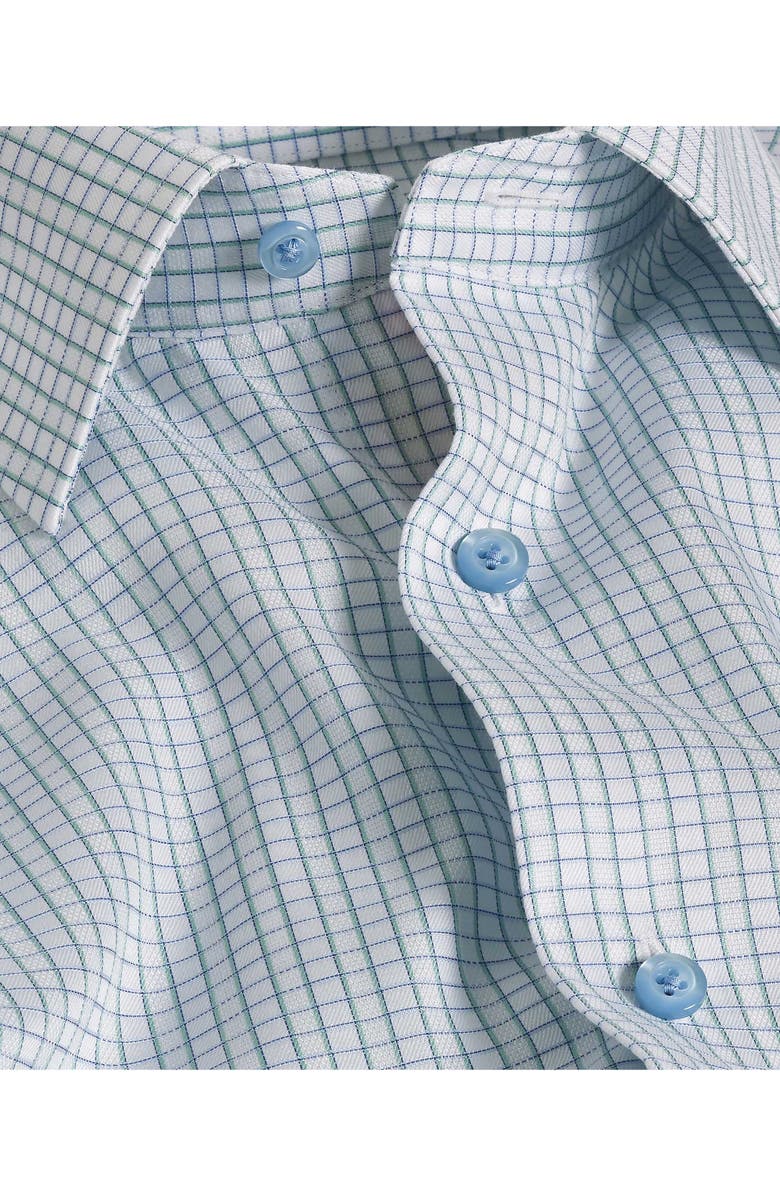David Donahue Trim Fit Check Cotton Dress Shirt, Alternate, color, Green/ Sky