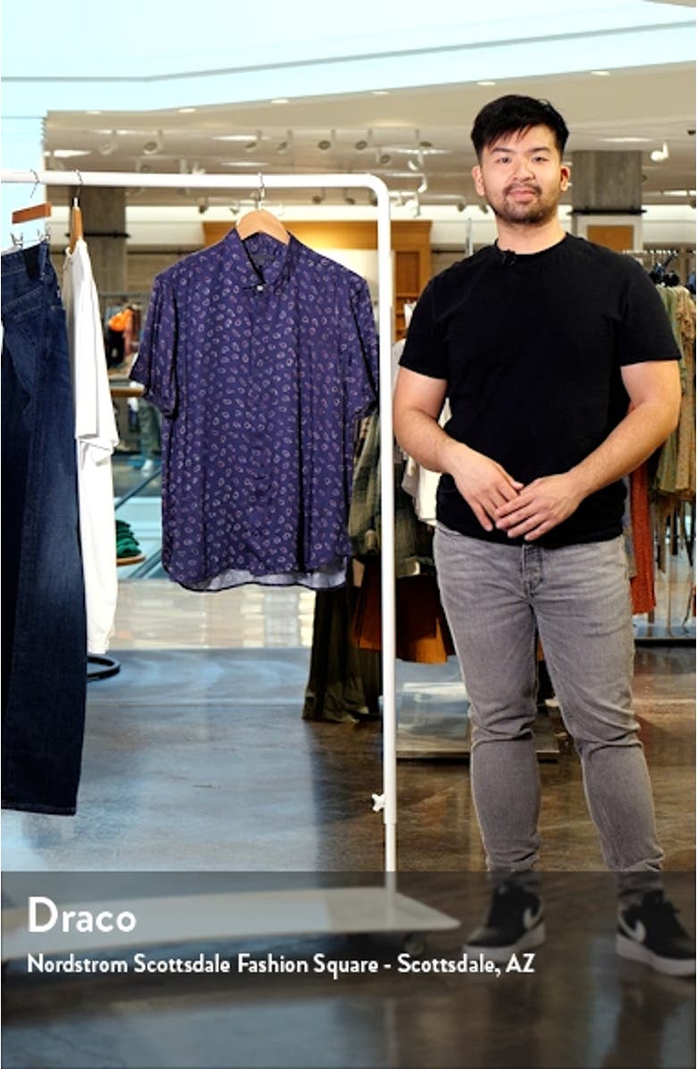 Loren Paisley Short Sleeve Modal Button-Up Shirt, sales video thumbnail