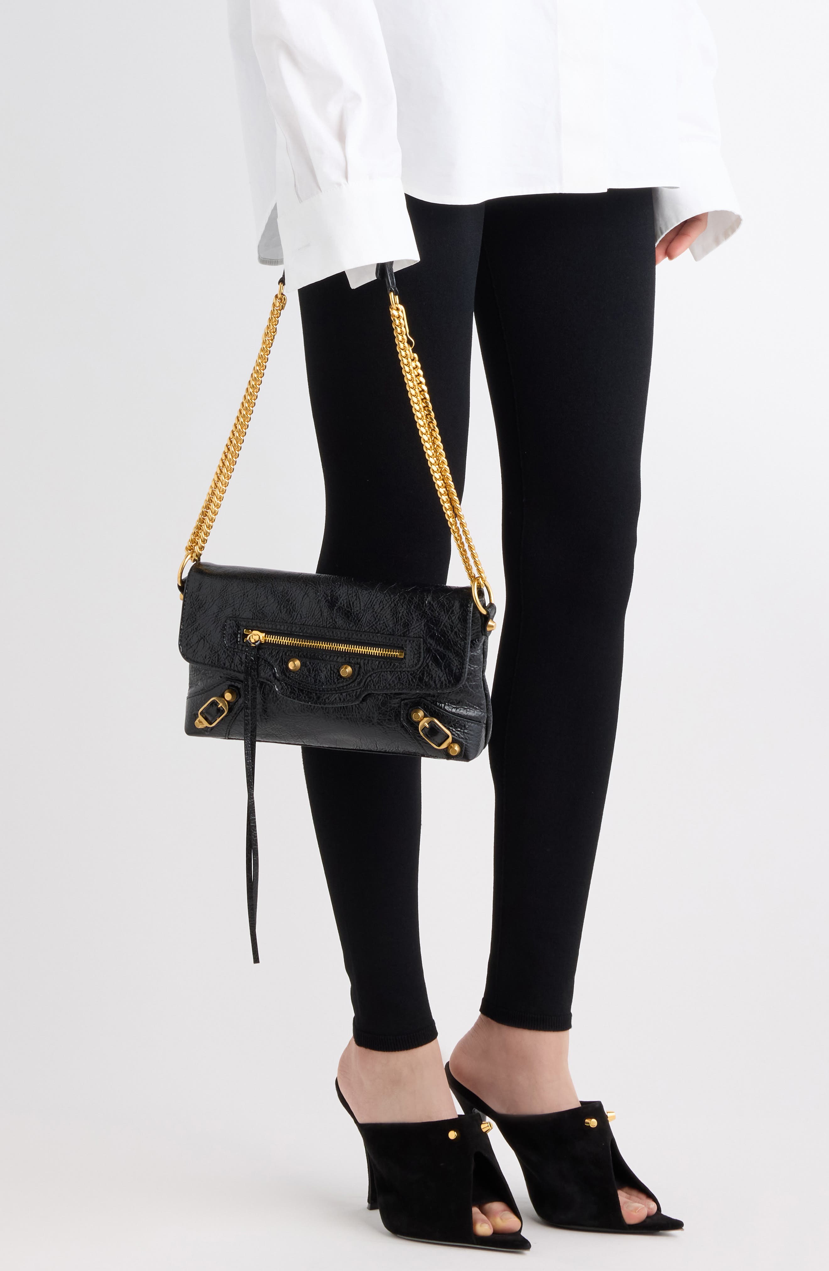 Le City Leather Shoulder Bag, Alternate, color, 1000 BLACK