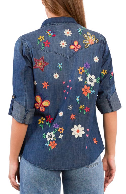 Billy T Sketchbook Embroidered Button-up Shirt In Blue
