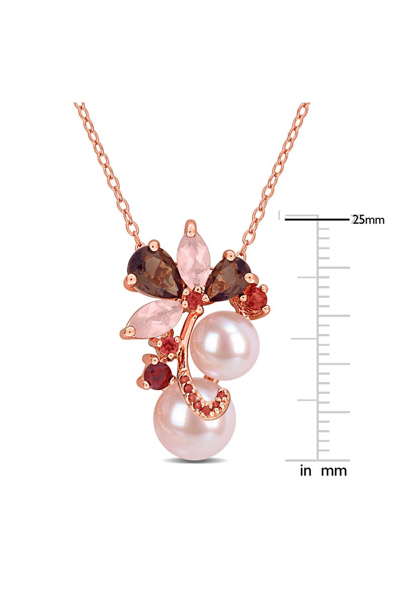 7-9mm Cultured Freshwater Pearl & Pink Gemstone Pendant Necklace, Alternate, color, PINK