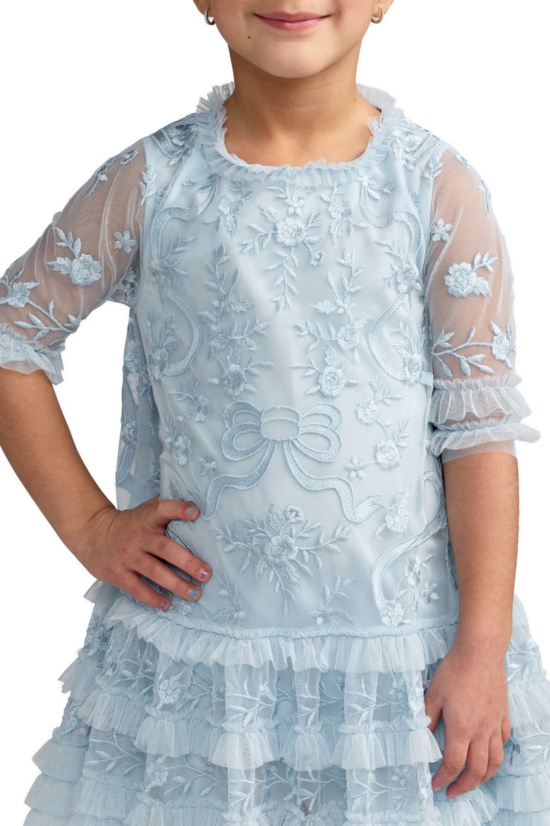 Girls Micro Ruffle Embroidered Mini Dress, Alternate, color, Powder Blue