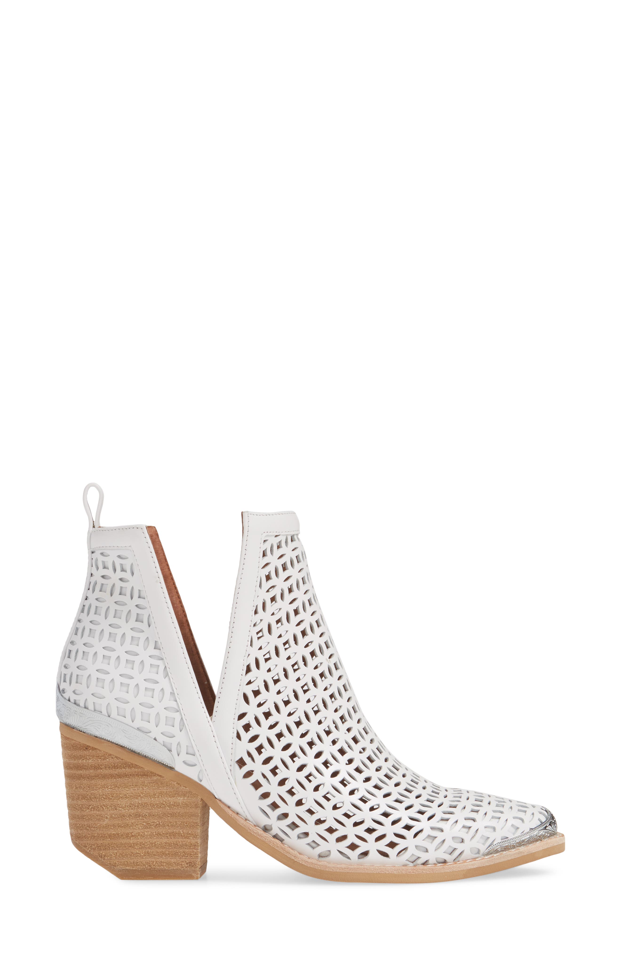 Cromwell-C2 Perforated Bootie, Alternate, color, WHITE LEATHER
