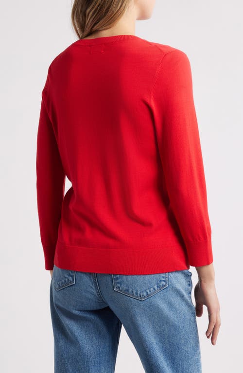 Caslonr Caslon(r) Crewneck Cardigan In Red Goji