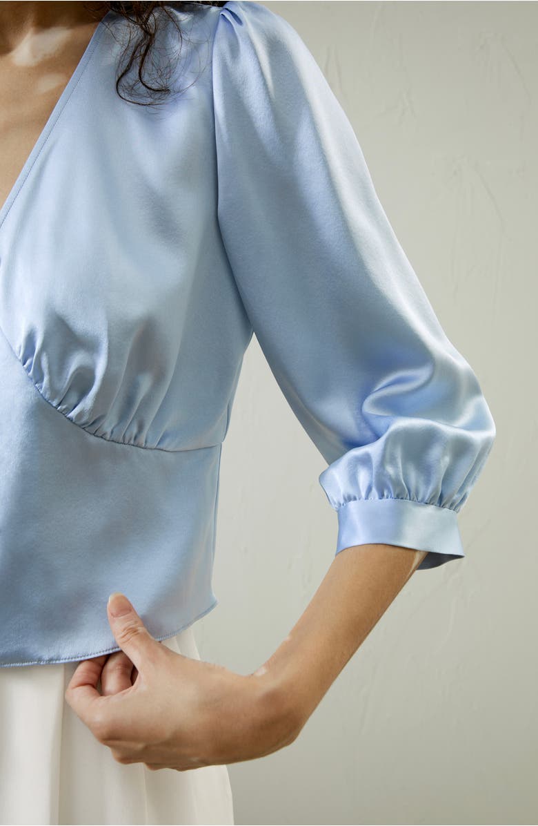 Lilysilk X SONIA Fitted Retro Corset Silk Top, Alternate, color, Blue