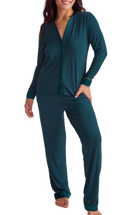 Tuxedo Satin Trim Pajamas