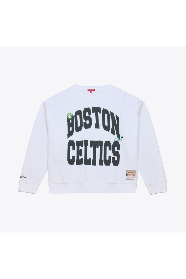 Women's Mitchell & Ness  White Boston Celtics Lightweight Block Letter Sweatshirt, Main, color, White