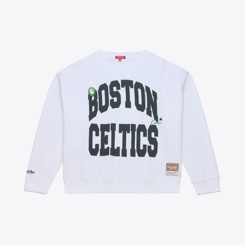 Mitchell & Ness White Boston Celtics Lightweight Block Letter Sweatshirt