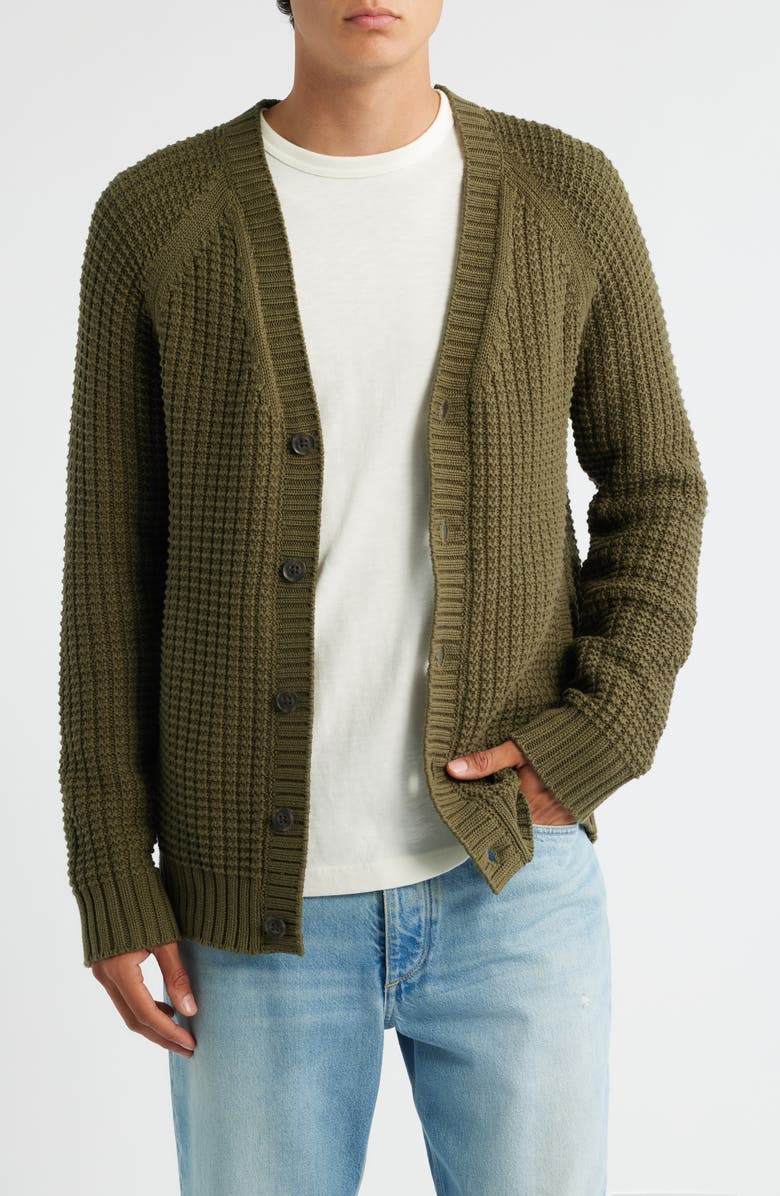 Treasure & Bond Textured Cotton Cardigan, Main, color, Olive Night