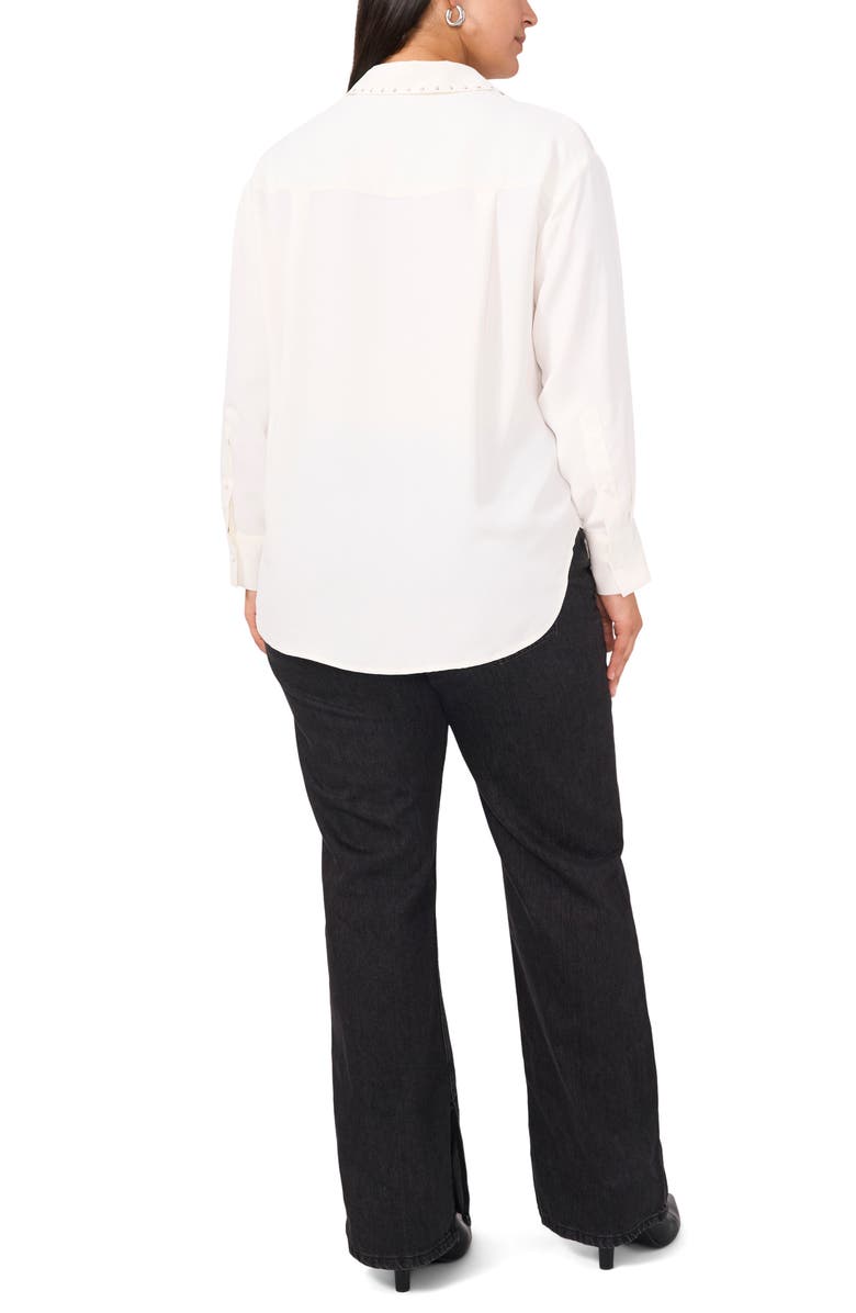 Vince Camuto Stud Detail Crêpe de Chine Button-Up Shirt, Alternate, color, 