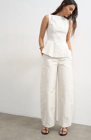 Topshop Striped Barrel Leg Pants