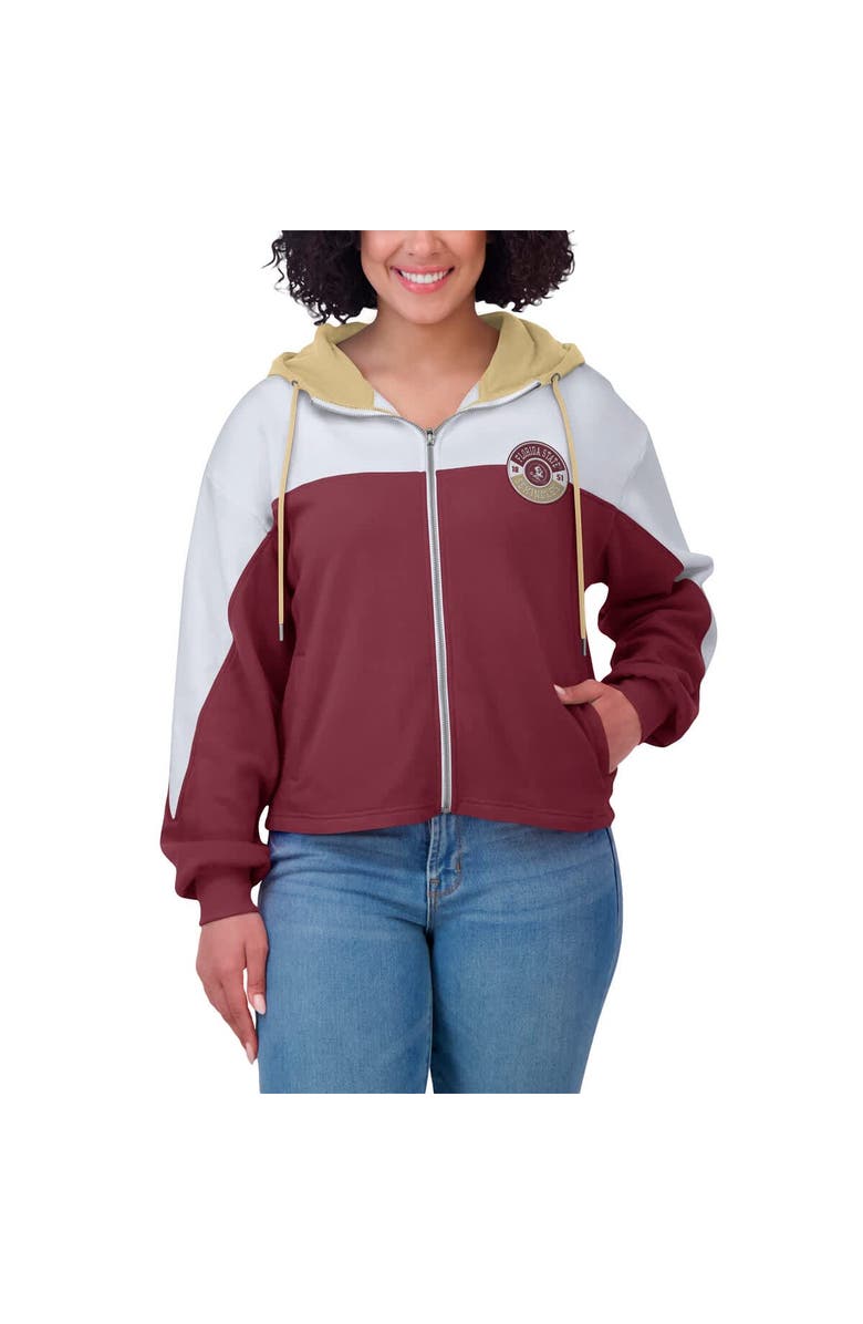 WEAR by Erin Andrews Women's WEAR by Erin Andrews Garnet Florida State Seminoles Color-Block Full-Zip Hoodie, Alternate, color, 