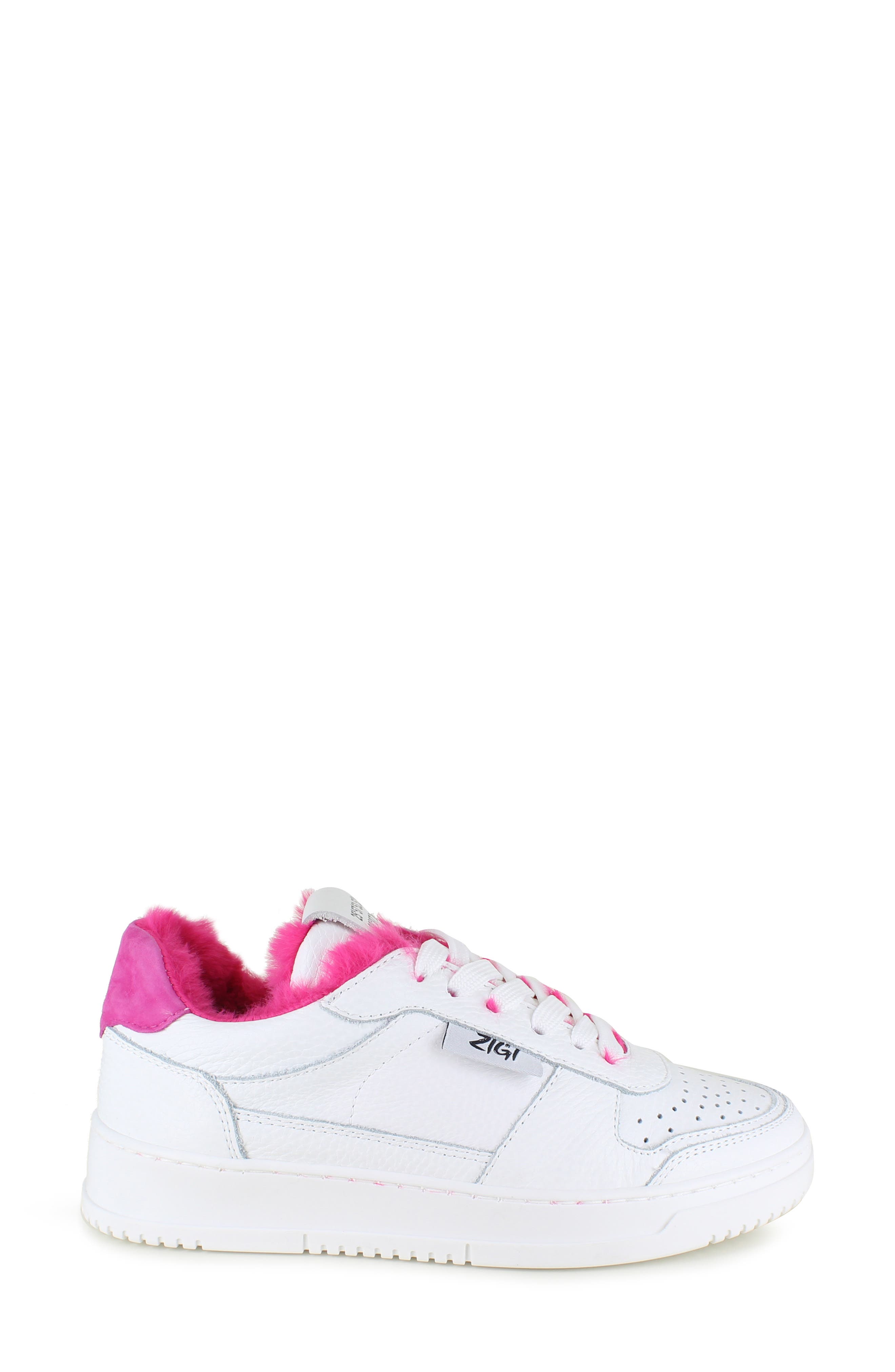 ZIGI Rutila Faux Fur Lined Platform Sneaker, Alternate, color, White Fuchsia
