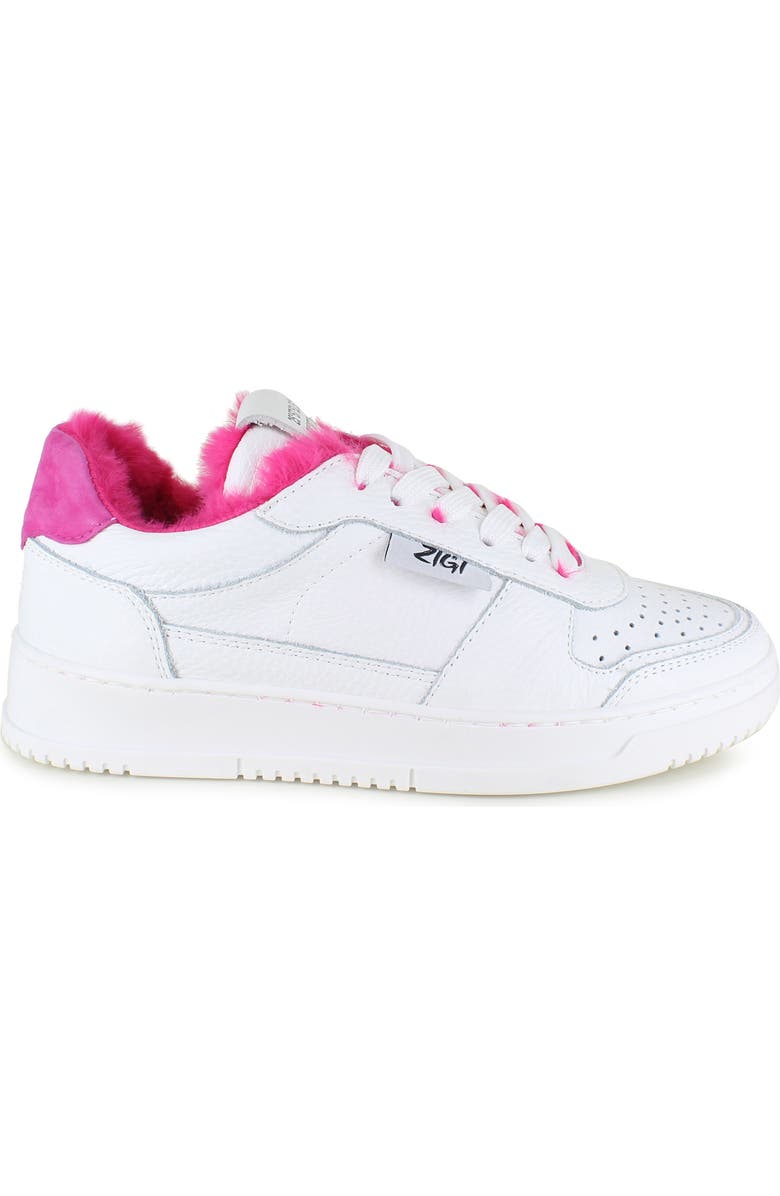 ZIGI Rutila Faux Fur Lined Platform Sneaker, Alternate, color, White Fuchsia