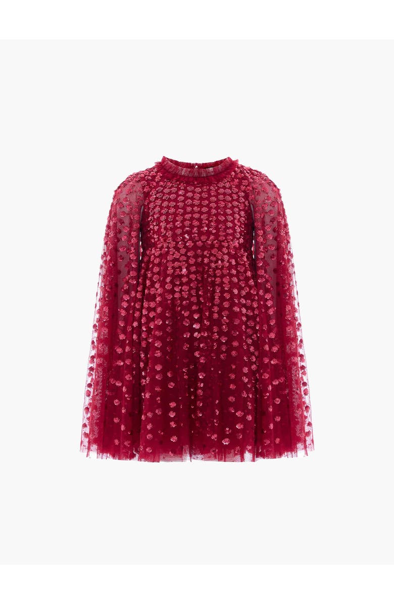 Needle & Thread Raindrop Cape Kids Dress, Alternate, color, Red