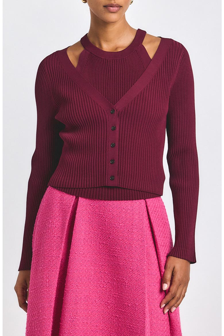 Lonnie Tank & Cardigan Set, Main, color, BORDEAUX