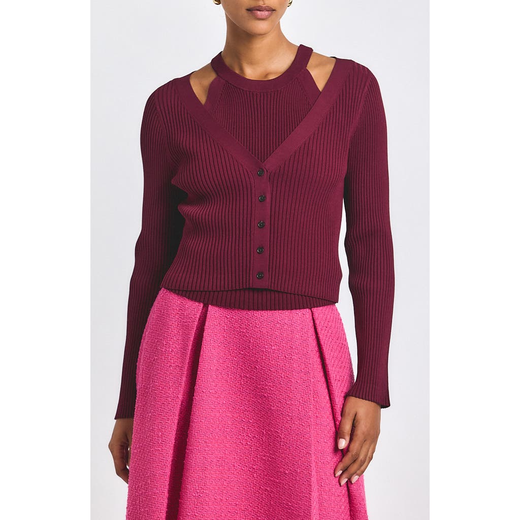 Derek Lam 10 Crosby Lonnie Cardigan In Burgundy