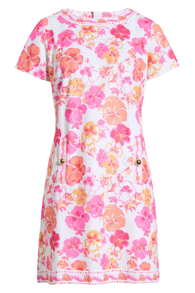 Linnea Floral Print Sheath Dress, Main, color, RESORT WHITE PANSY FANSY