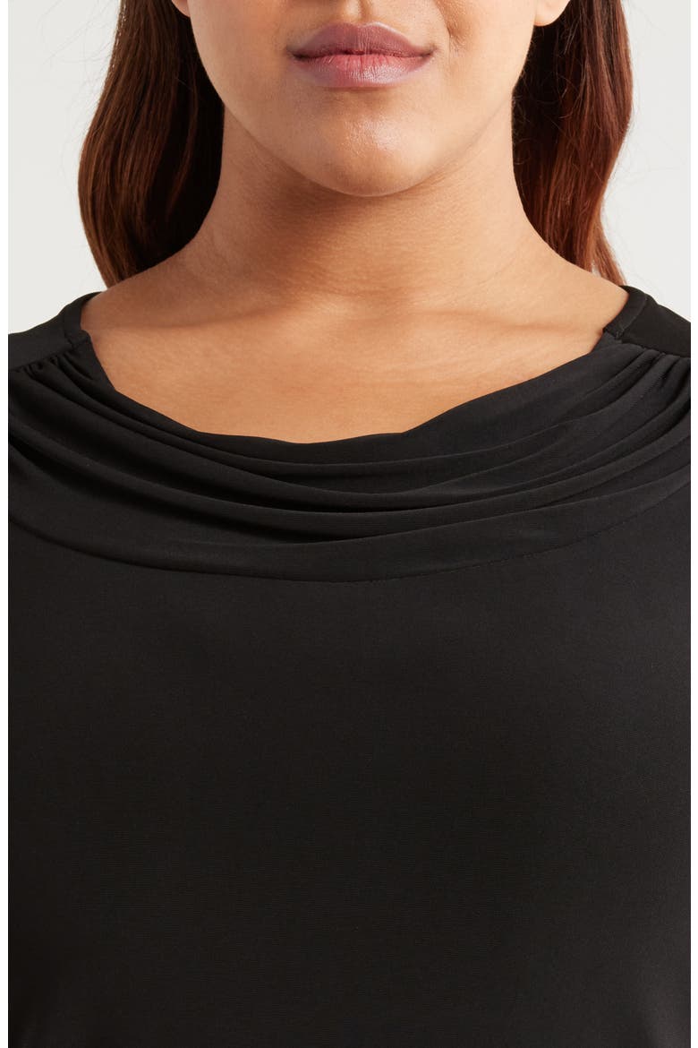 Cap Sleeve Cowl Neck Top, Alternate, color, BLACK