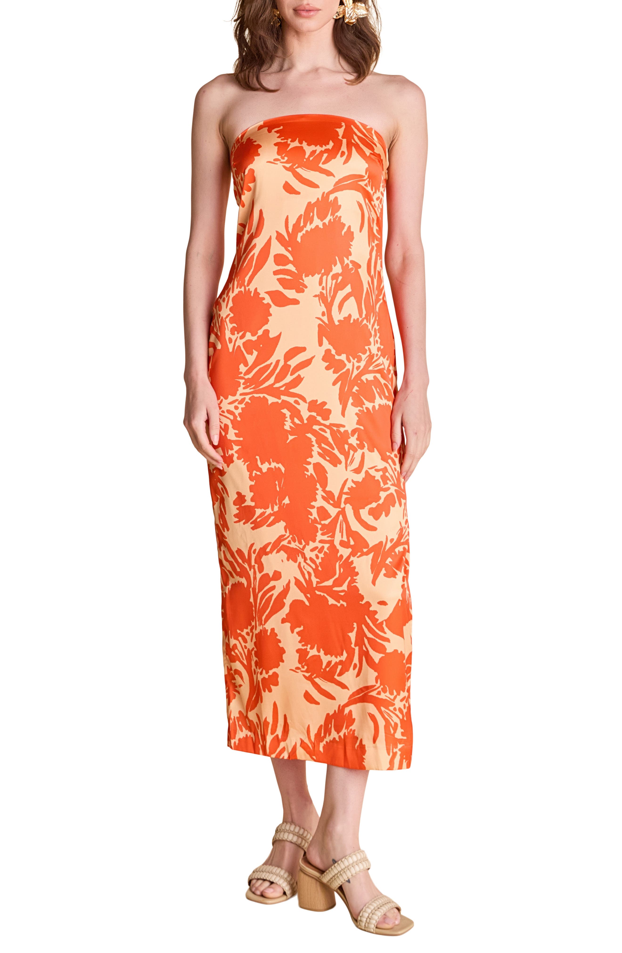 Print Strapless Maxi Dress