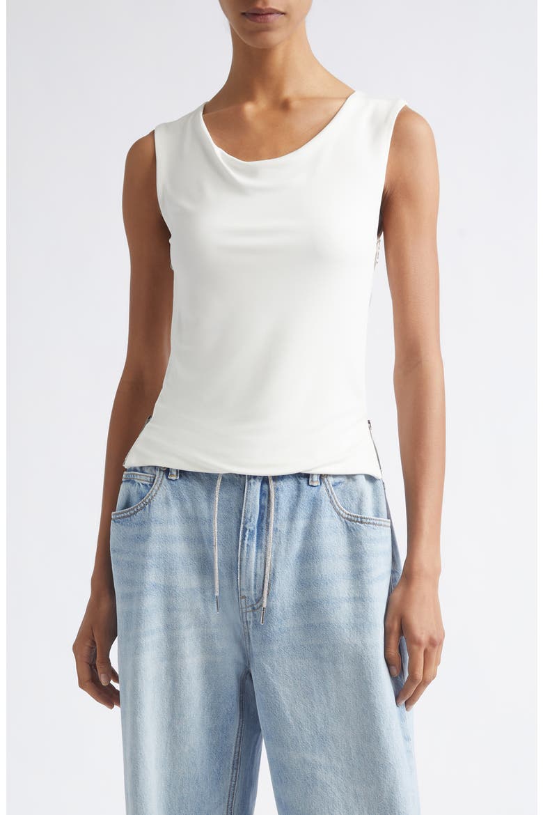 Cowl Neck Tank with Side Zips, Main, color, STAR WHITE