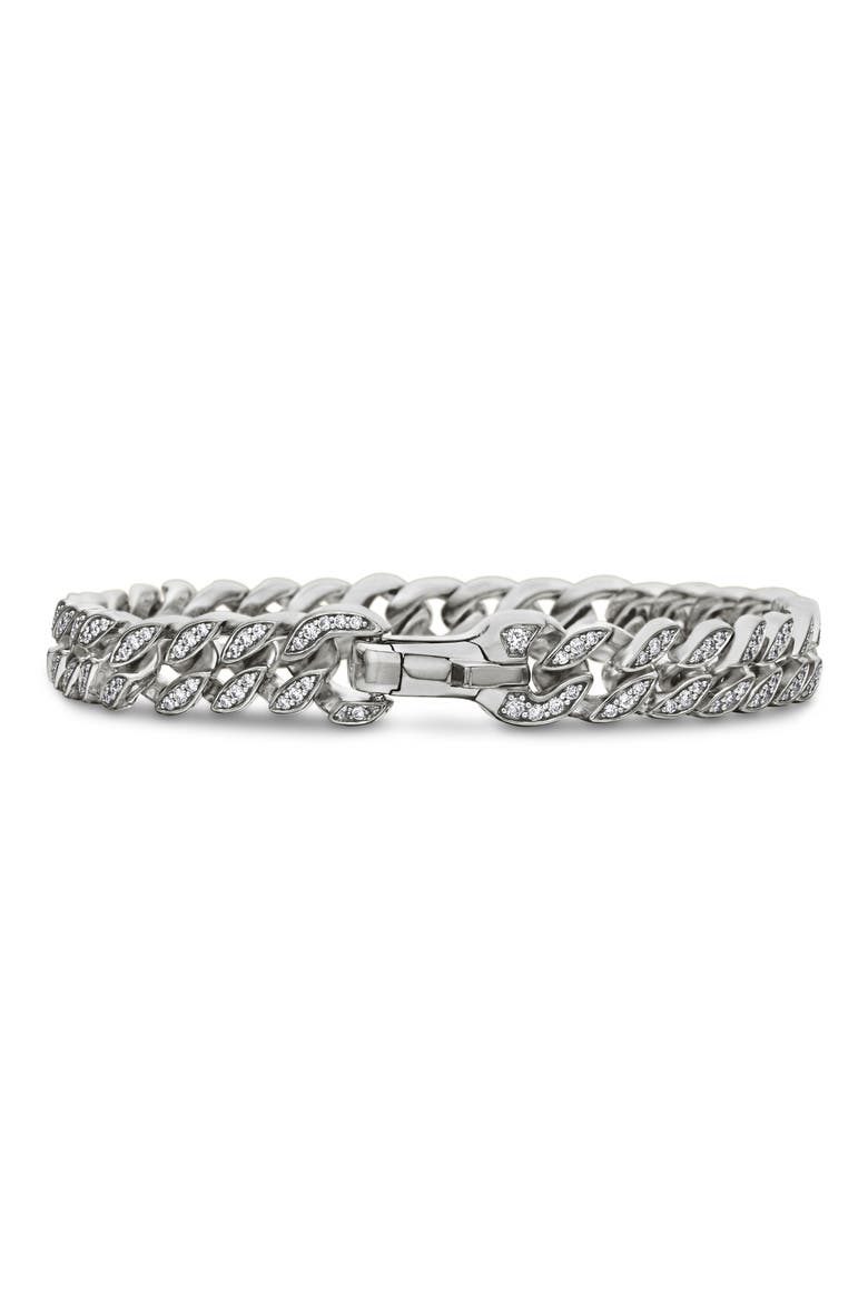 Men's Pavé Curb Chain Bracelet, Alternate, color, SILVER PAVE/ WHITE DIAMOND