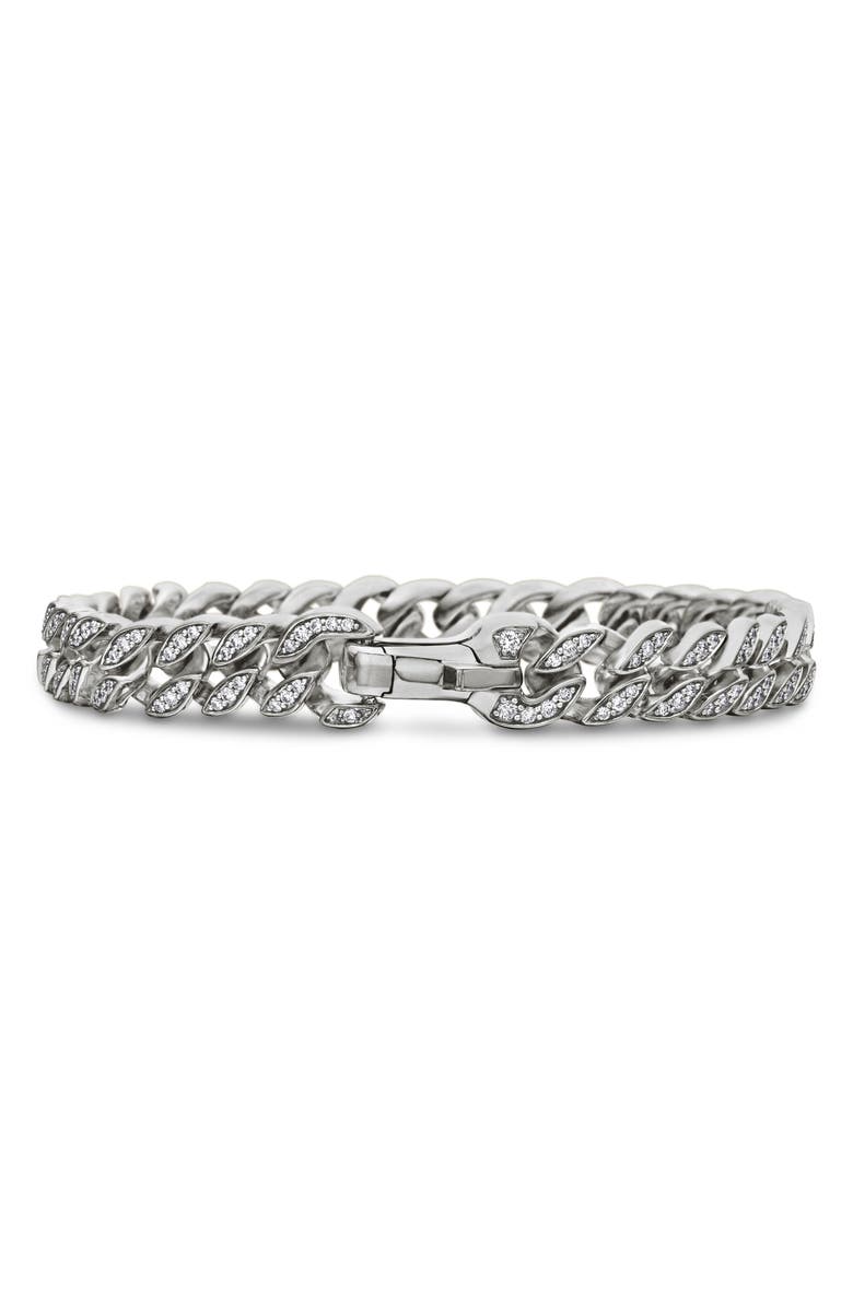 David Yurman Men's Pavé Curb Chain Bracelet, Alternate, color, Silver Pave/ White Diamond