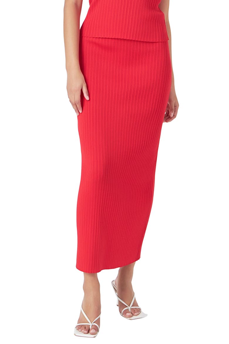 Rib Maxi Skirt, Alternate, color, RED