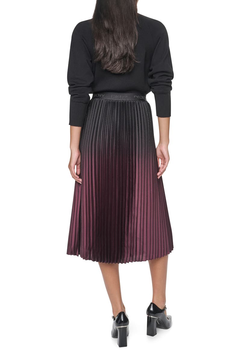 Pleated Metallic Ombré Skirt, Alternate, color, CABERNT/ BL