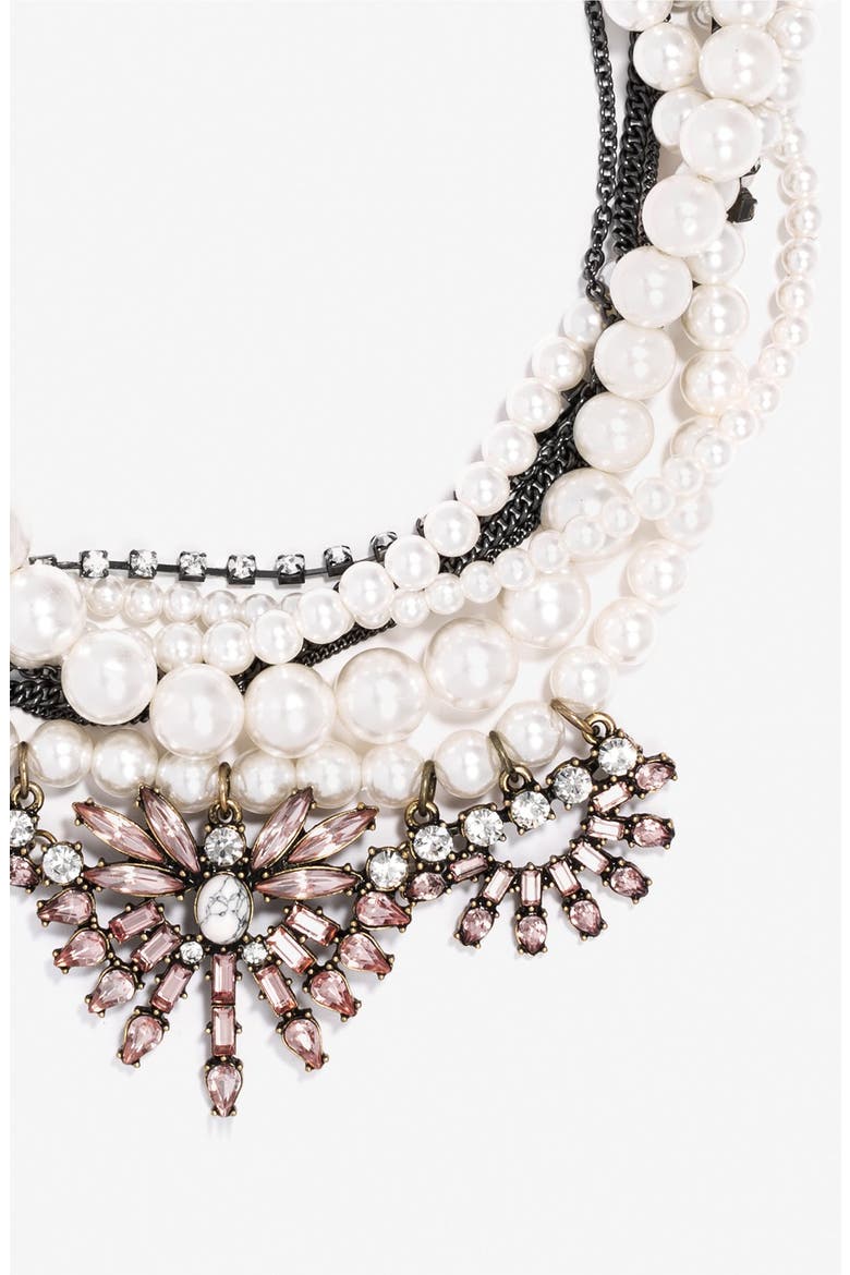 'Bennett' Layered Bib Necklace, Alternate, color, PEARL