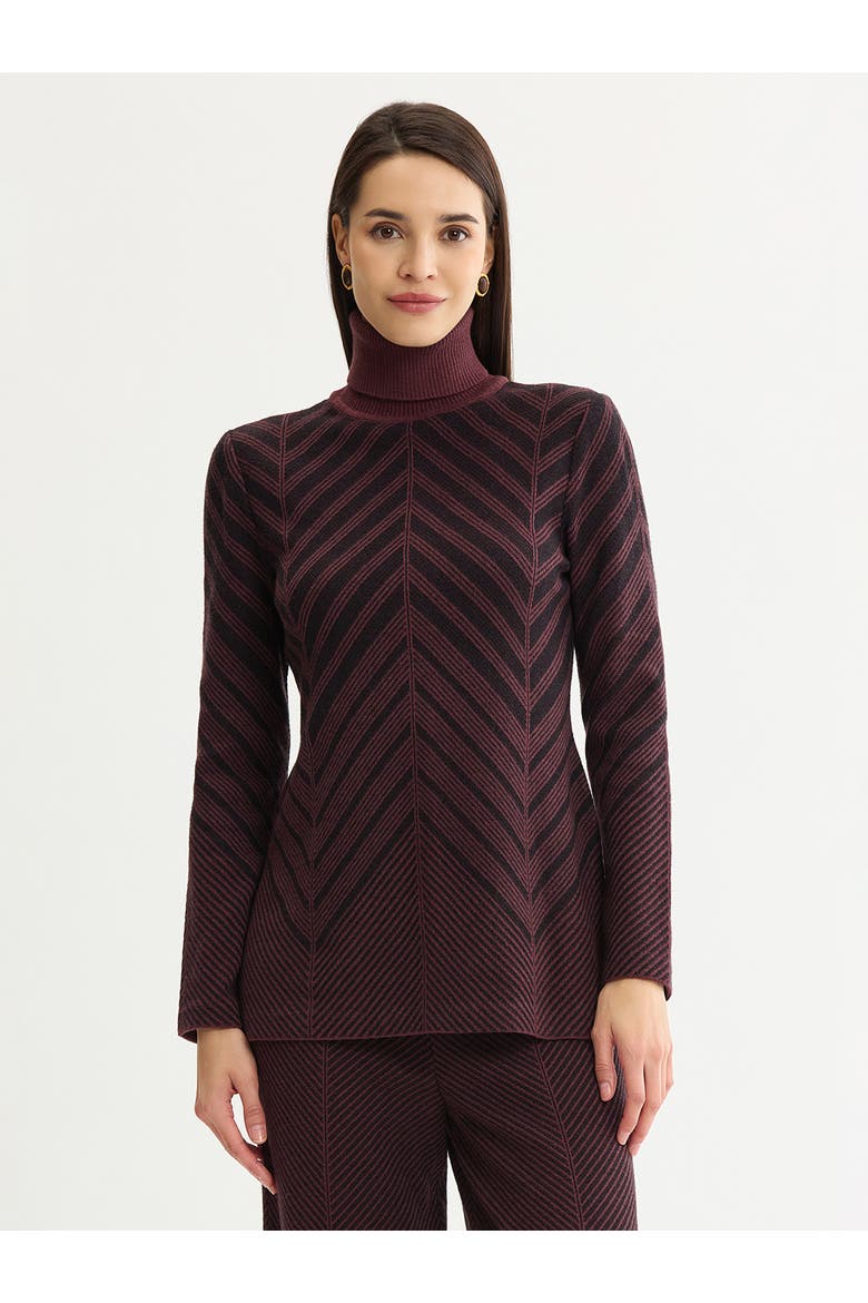 Cheveron Turtleneck Knit Tunic, Main, color, Mahogany/Black