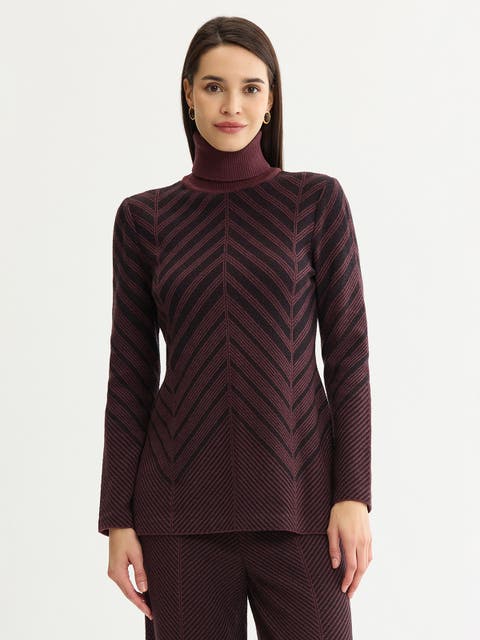 Cheveron Turtleneck Knit Tunic