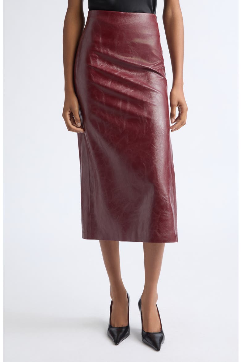Maeve Faux Leather Midi Skirt, Main, color, COGNAC